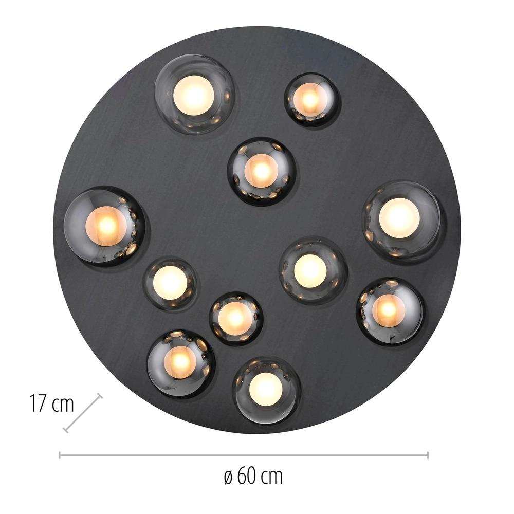 11-lichts plafondlamp Pure Popup Mystic grey met smoke glas Paul Neuhaus 4012248397176