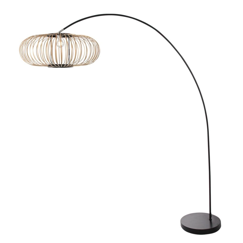 Booglamp zwart Solva met bamboe kap Ø60cm Steinhauer 8712746182620