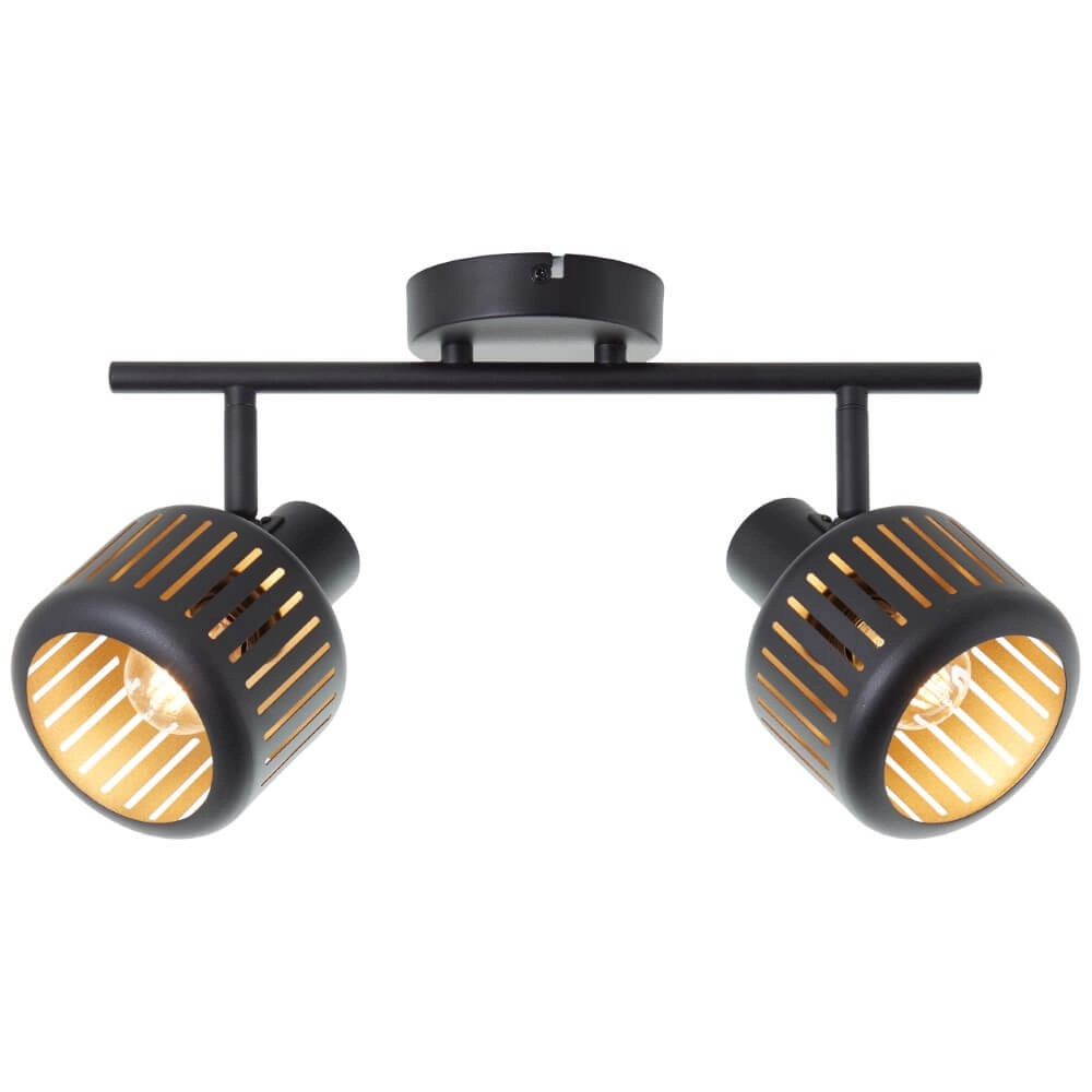 2-lichts plafondlamp Tyas zwart met goud