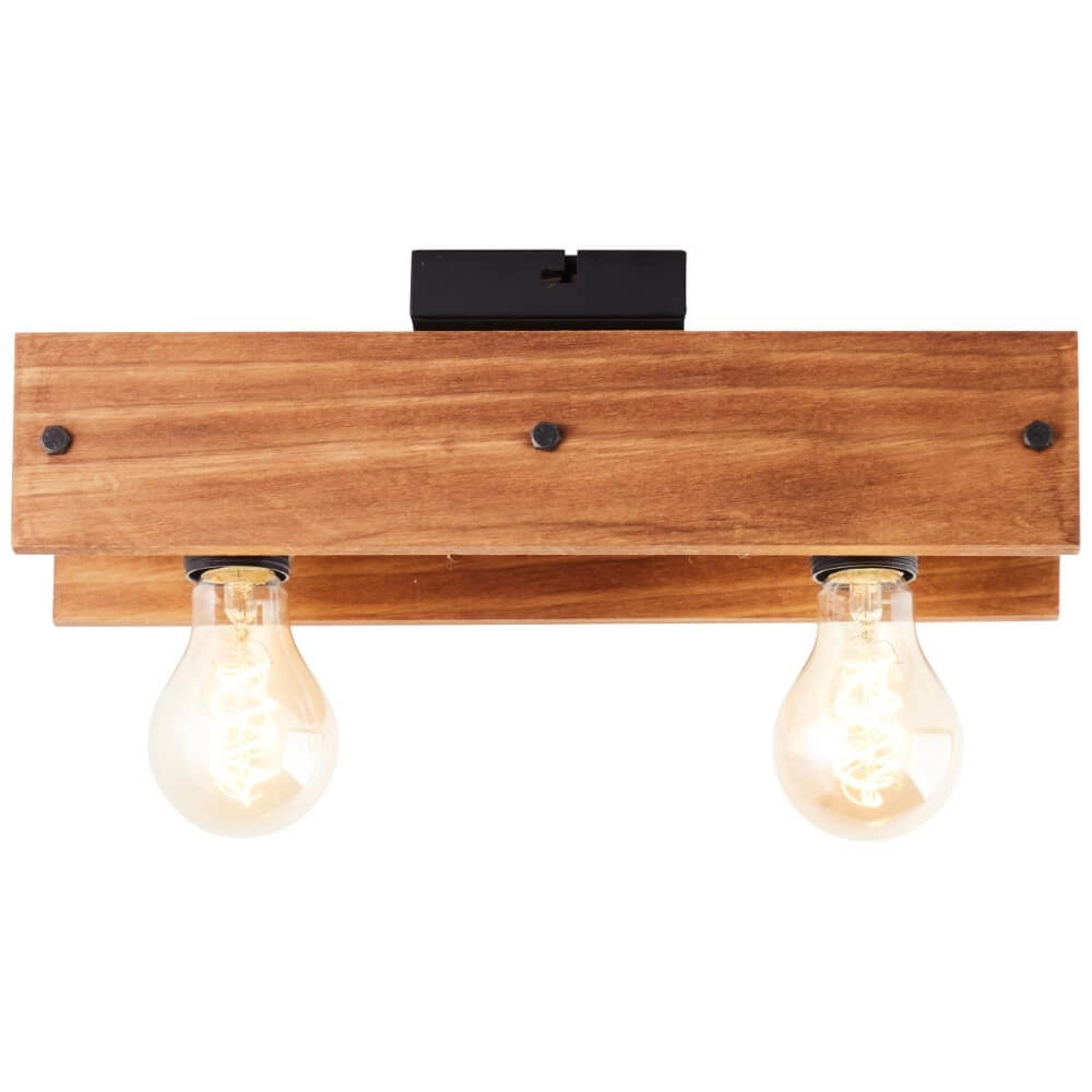 Plafondlamp Calandra 2-lichts zwart met houtbruin