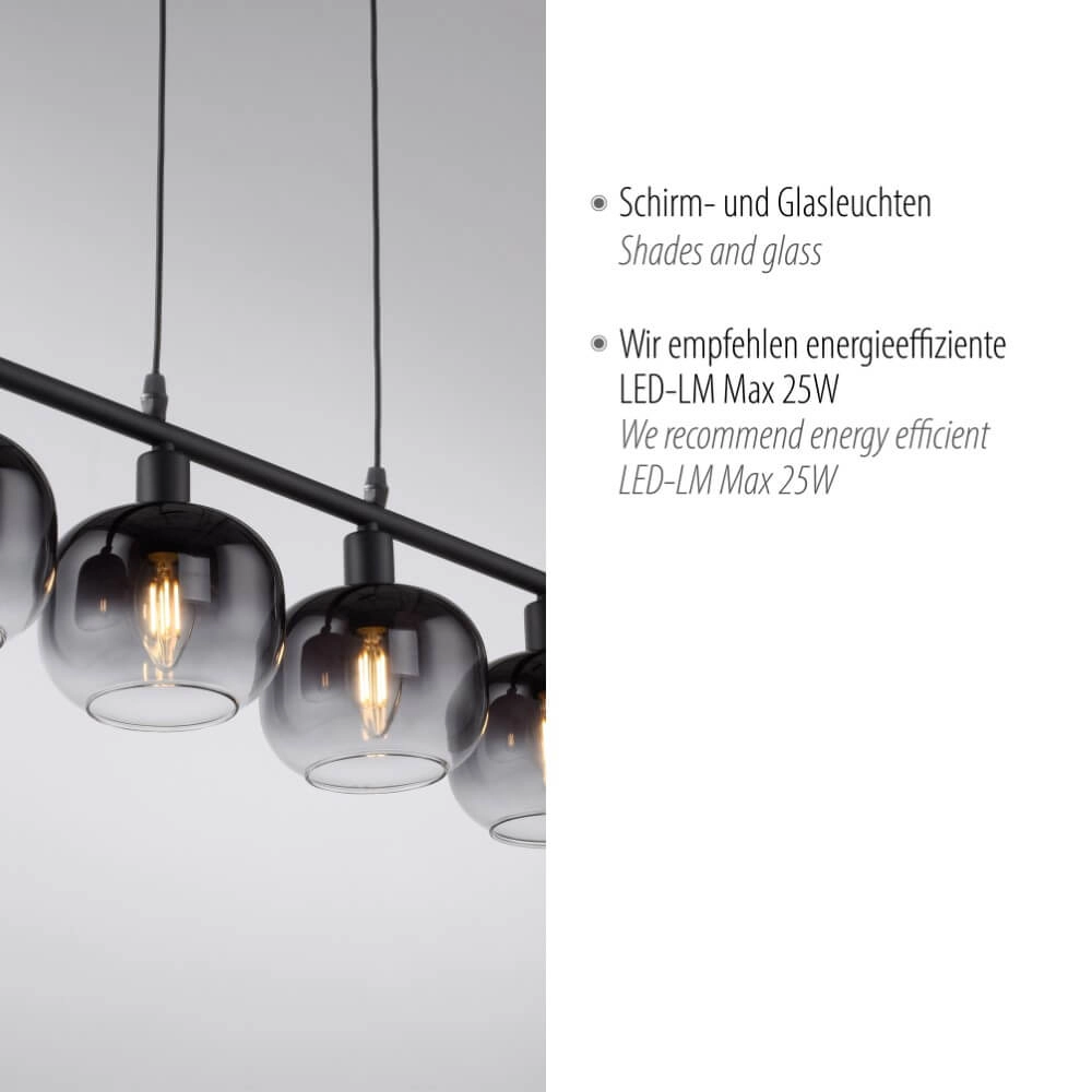 Zwarte hanglamp Zea 4-lichts Just Light 4043689993757