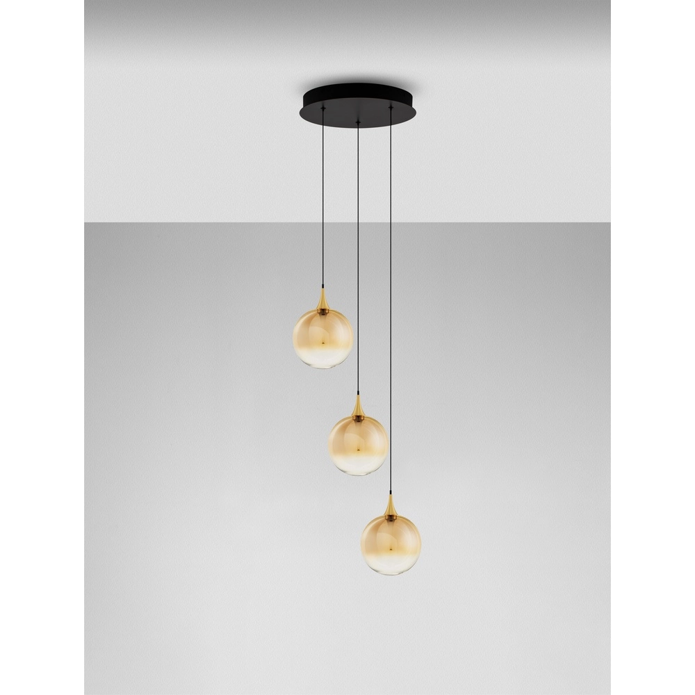 Hanglamp Orenda 3-lichts amber glas Lyora 5212017477637
