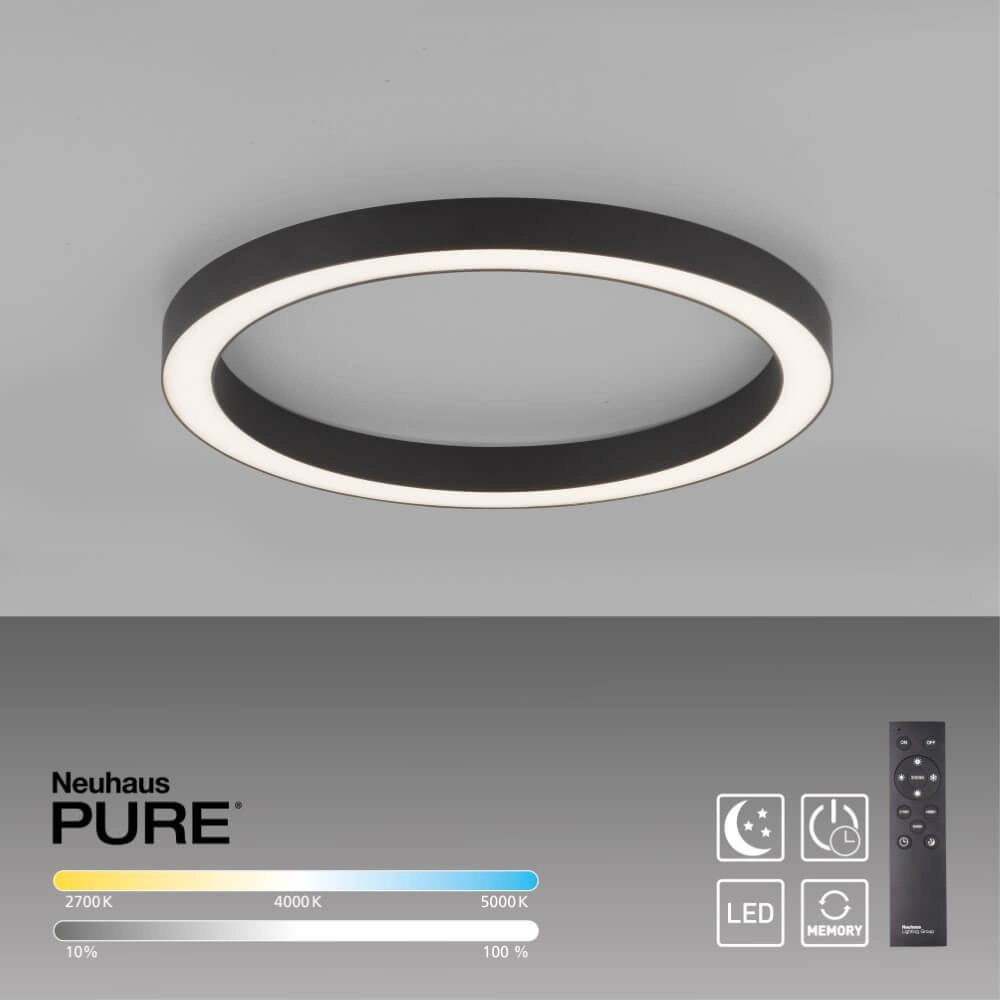 Ronde vloerlamp Pure Lines Round Ø 50cm antraciet Paul Neuhaus 4012248375853