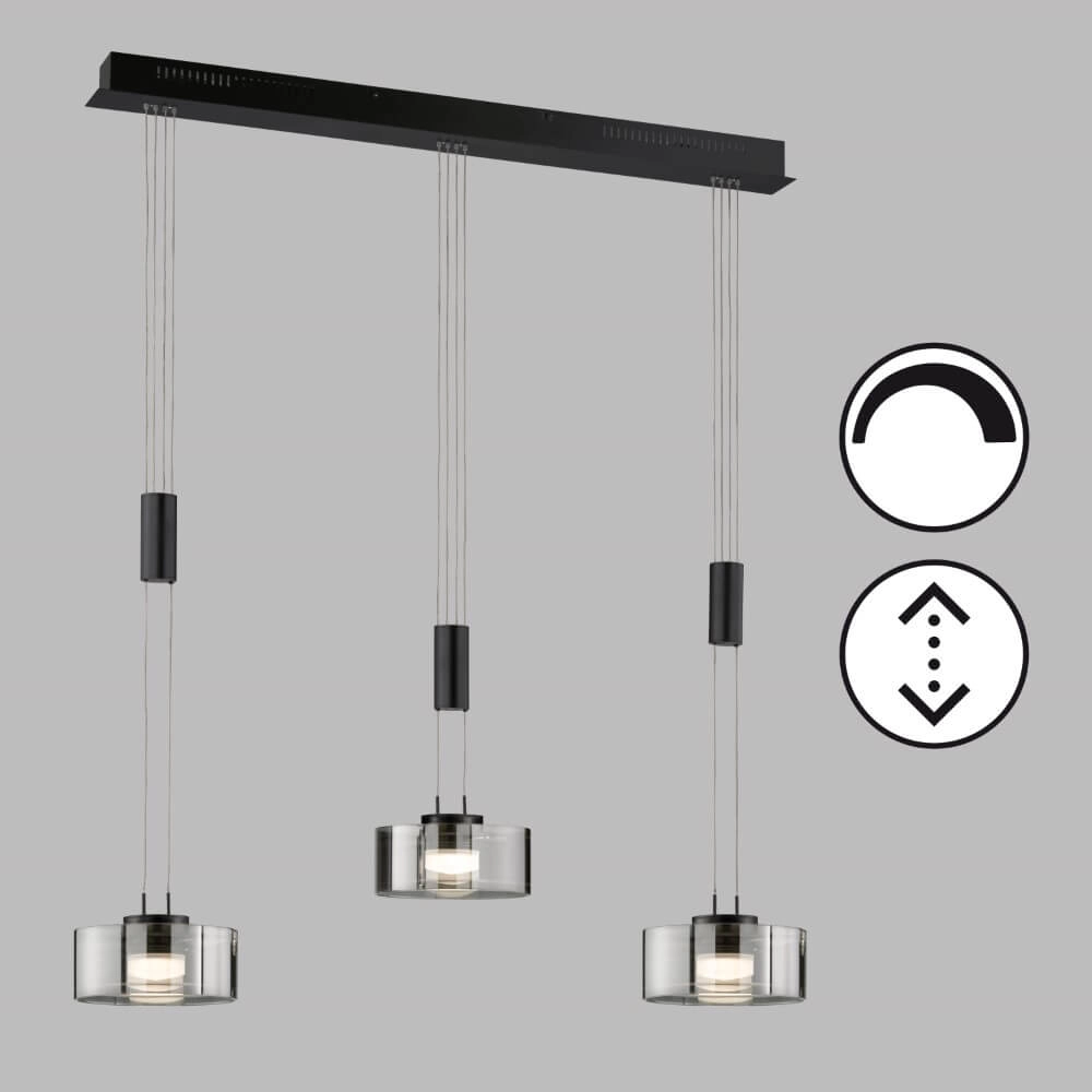 3-lichts hanglamp Lavin zwart Fischer & Honsel 4003694610964
