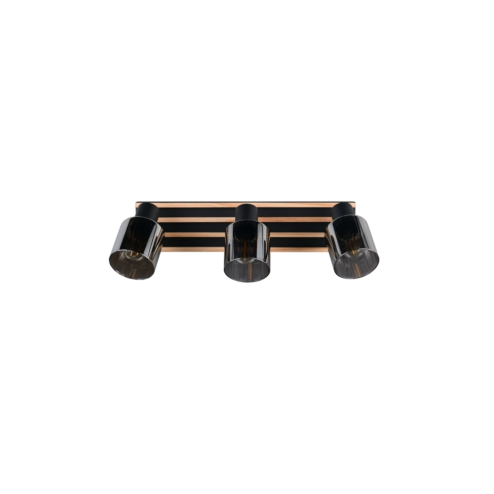 Plafondlamp 3-lichts Travia zwart met hout Trio 4017807682601