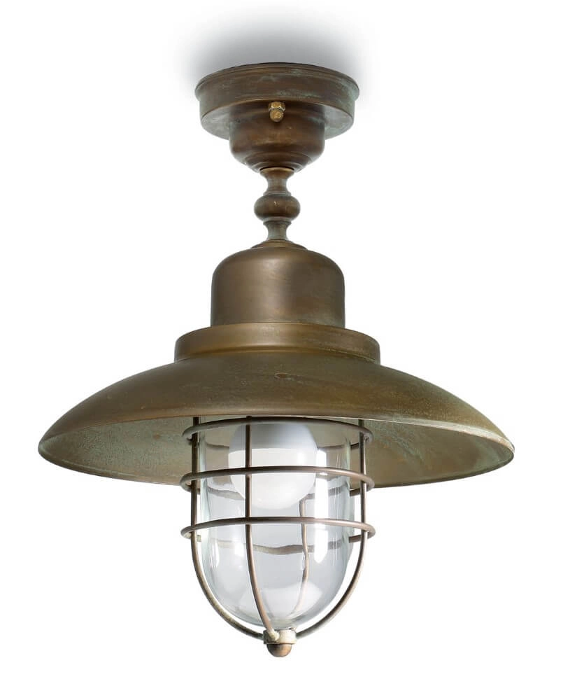 Landelijke hanglamp Patio Cage S - verouderd messing