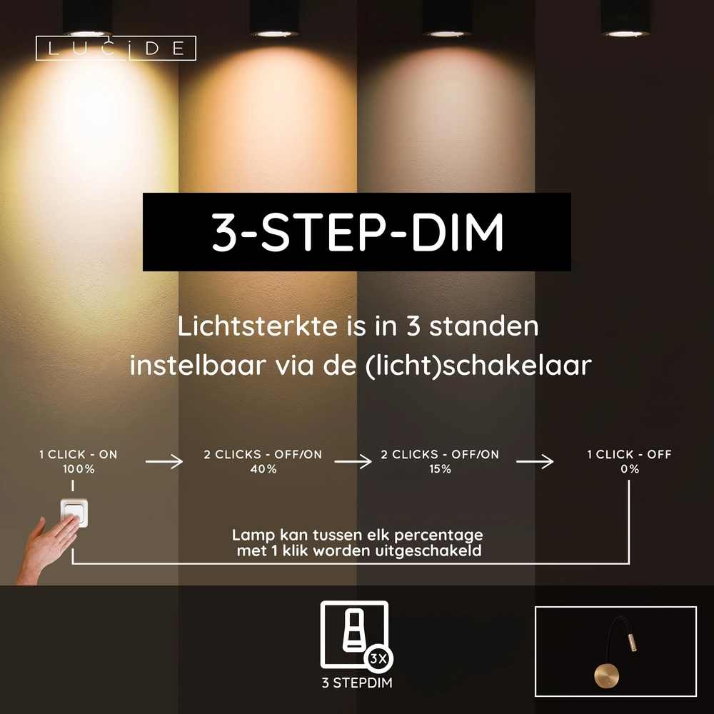 Bedlampje Asja dimbaar goud Premium by Lucide 5411212421203