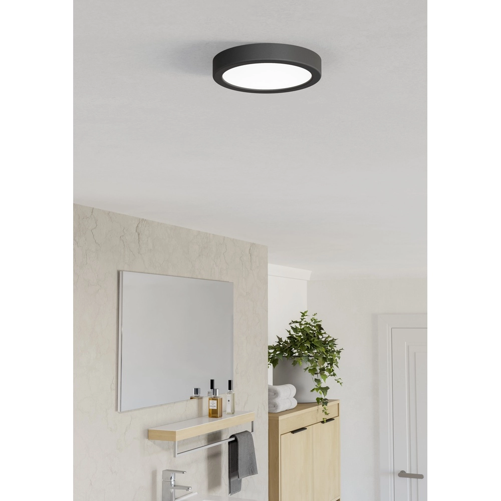 Plafonnière IP44 Fueva 6 rond - zwart - Ø 16,6cm Eglo 9008606330300