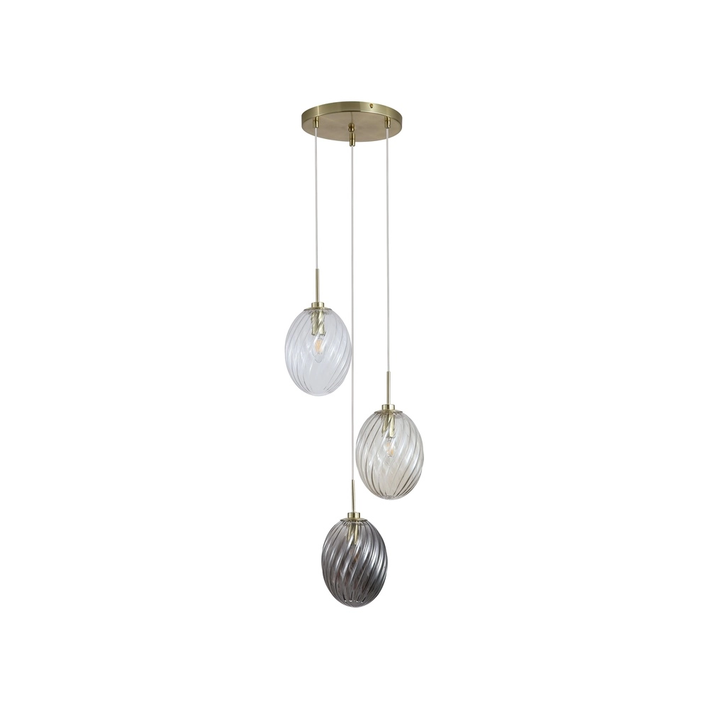 3-lichts hanglamp Whirl rond gekleurd glas Searchlight 5053423285924