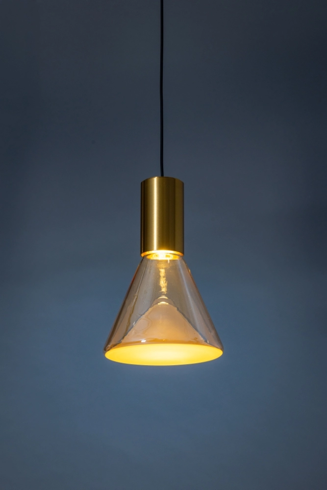 Eetkamer hanglamp Lisa goud met amber glas ETH 8720195310198