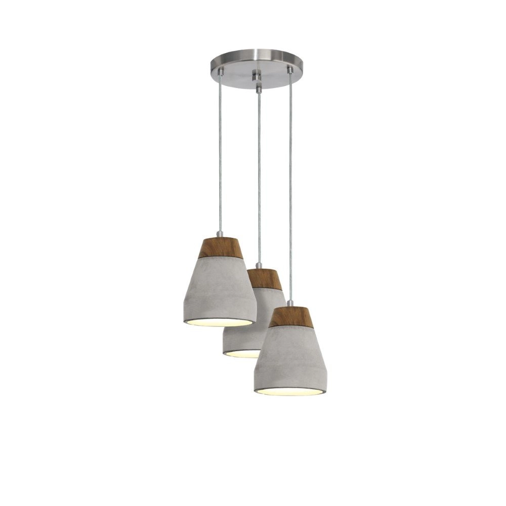 Hanglamp Tarega 3-lichts betongrijs met hout