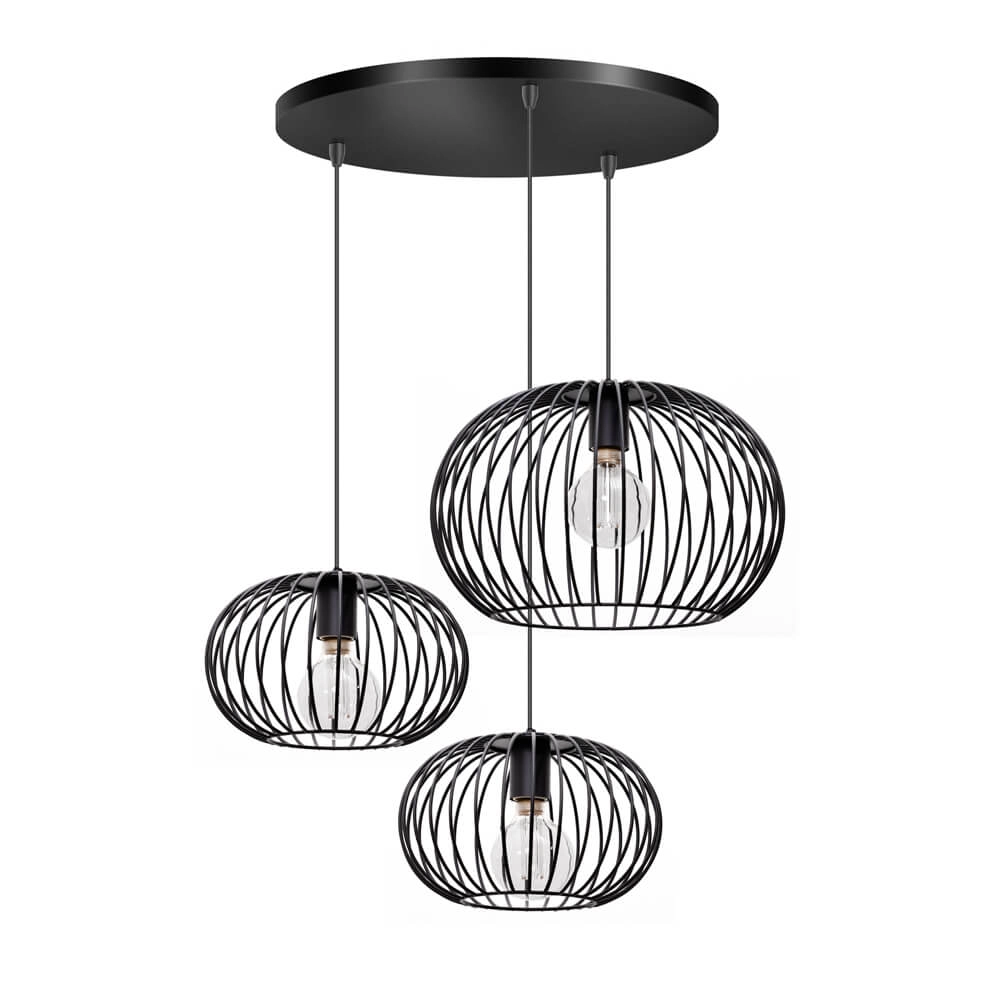 Draad hanglamp Wire 2 3-lichts zwart