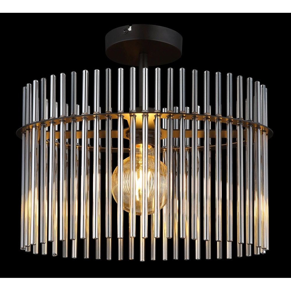 Plafondlamp Gorley enkel zwart met glas staafjes Globo 9007371525621