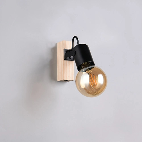 Plafondlamp Lynar zwart met hout Trio 4017807670684