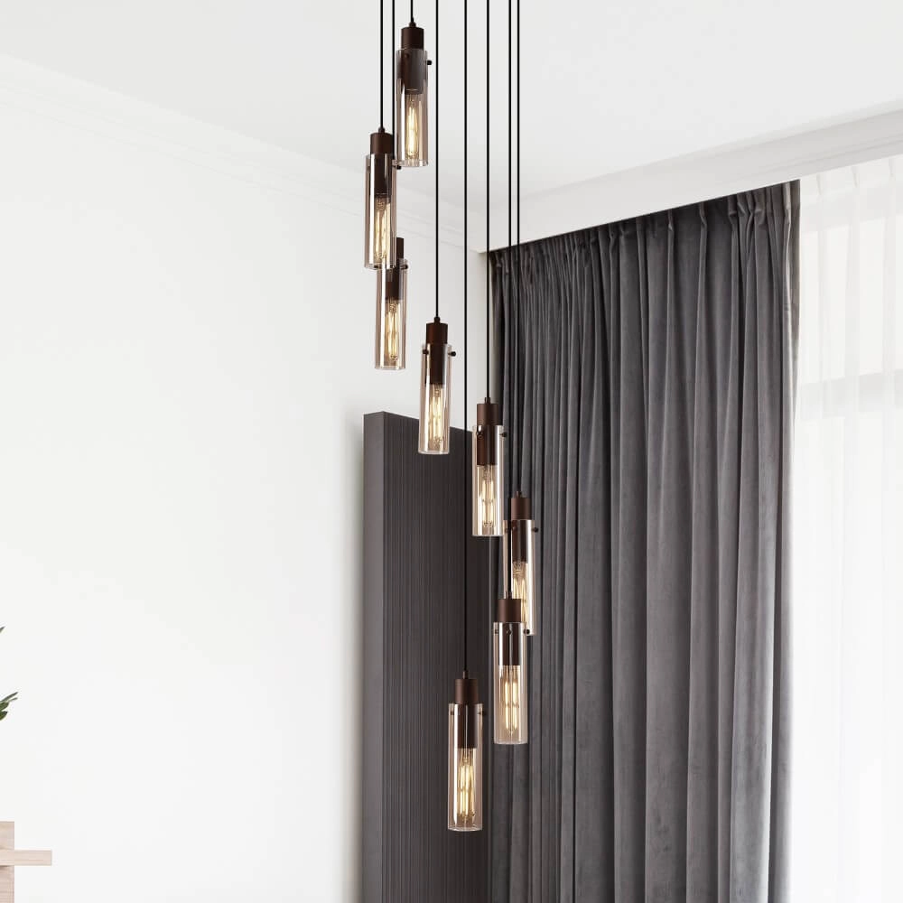 8-lichts vide hanglamp Sweden II rond Searchlight 5053423272061