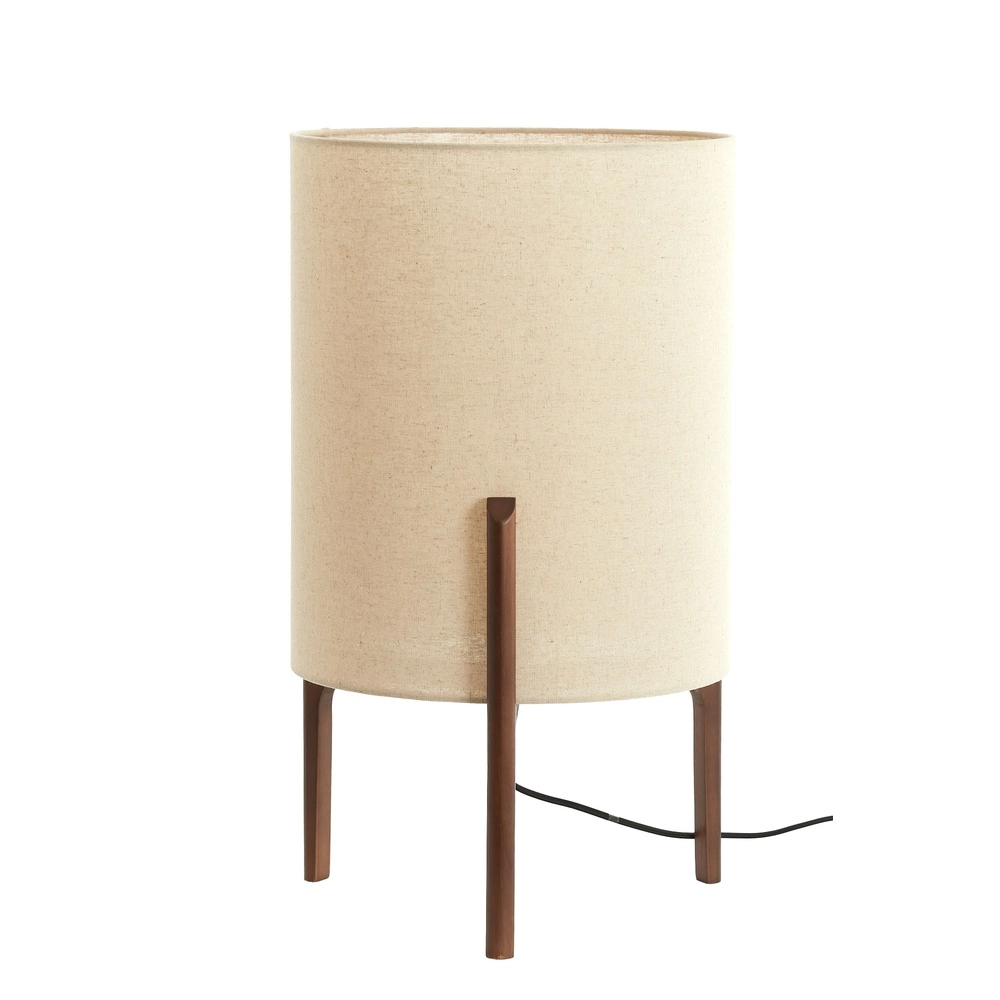 Schemerlamp Litto Ø 35cm - walnoot met naturel linnen