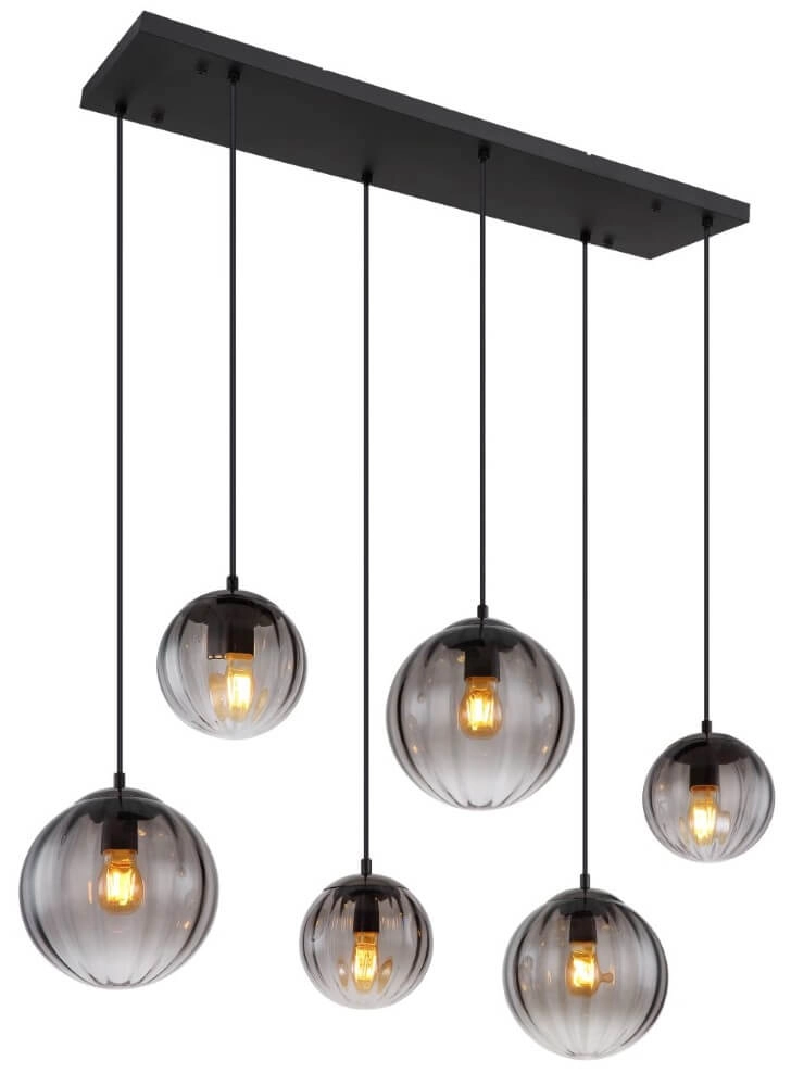 6-lichts hanglamp Dallerta smoke glas