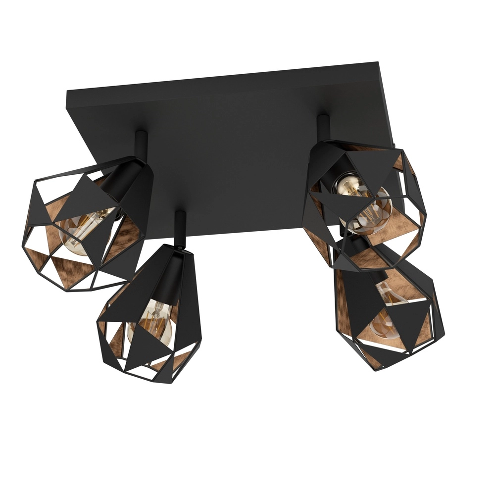 Zwarte plafondlamp Carlton 7 4L - met koper