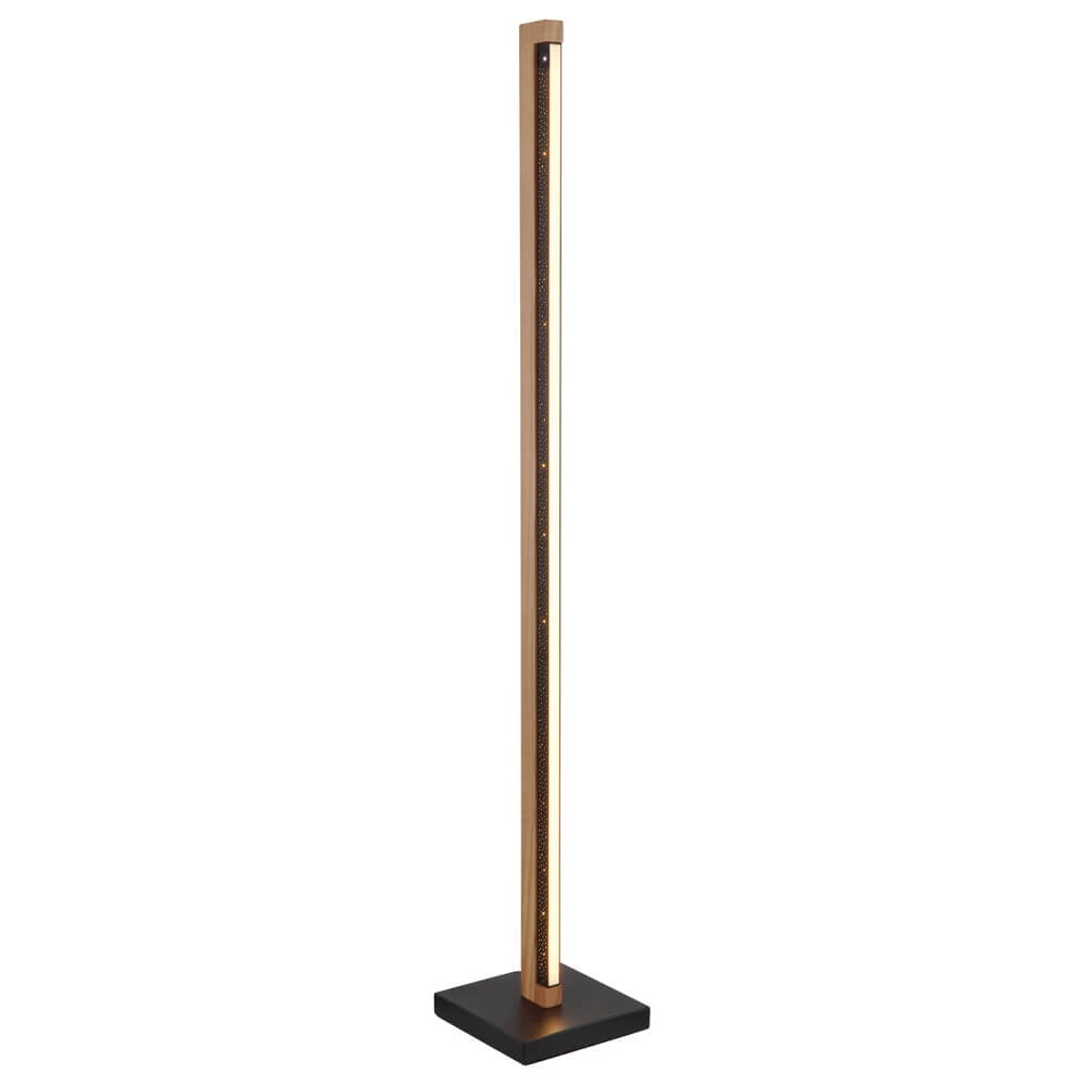 Design vloerlamp Starla zwart met hout 113cm