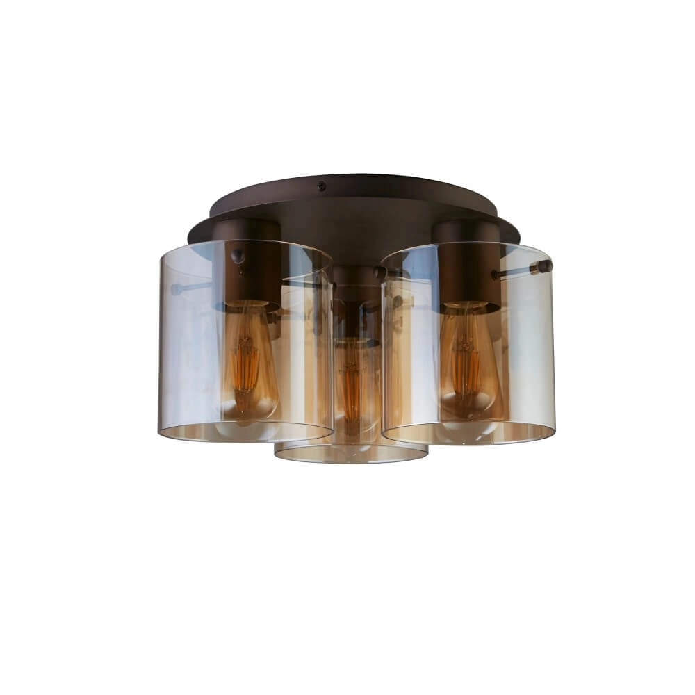 Plafondlamp 3-lichts Sweden mocha bruin Searchlight 5053423271668