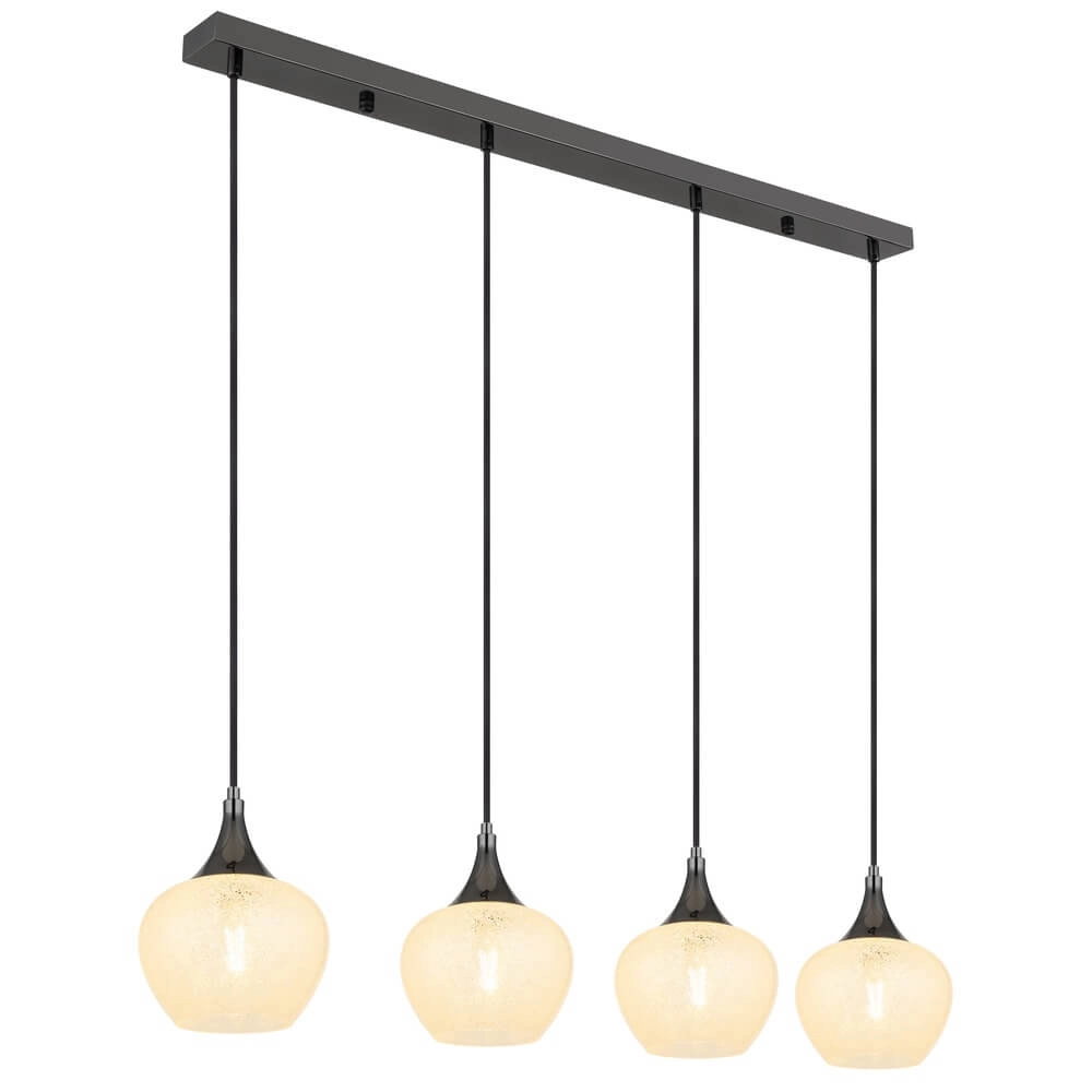 Antraciet hanglamp Maxy met wit glas 4-lichts