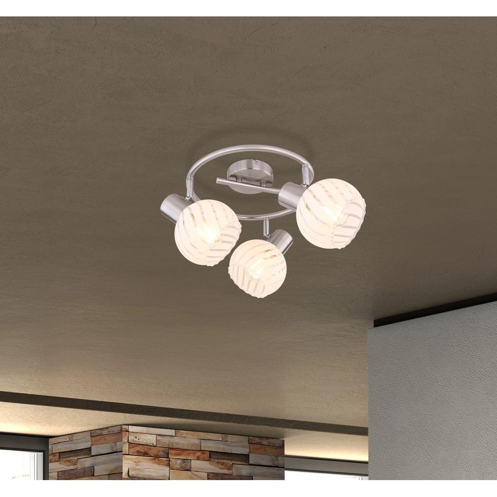 Plafondlamp Willy nikkel 3-lichts Globo 9007371409105