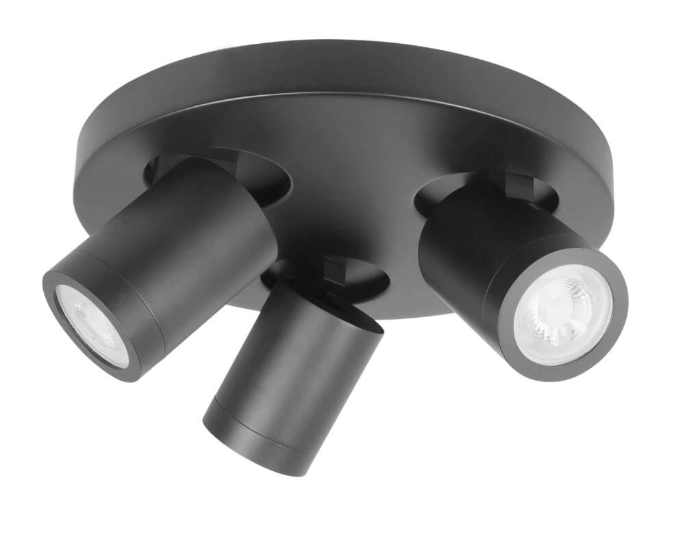 IP44 opbouwspot Oliver 3-lichts mat zwart