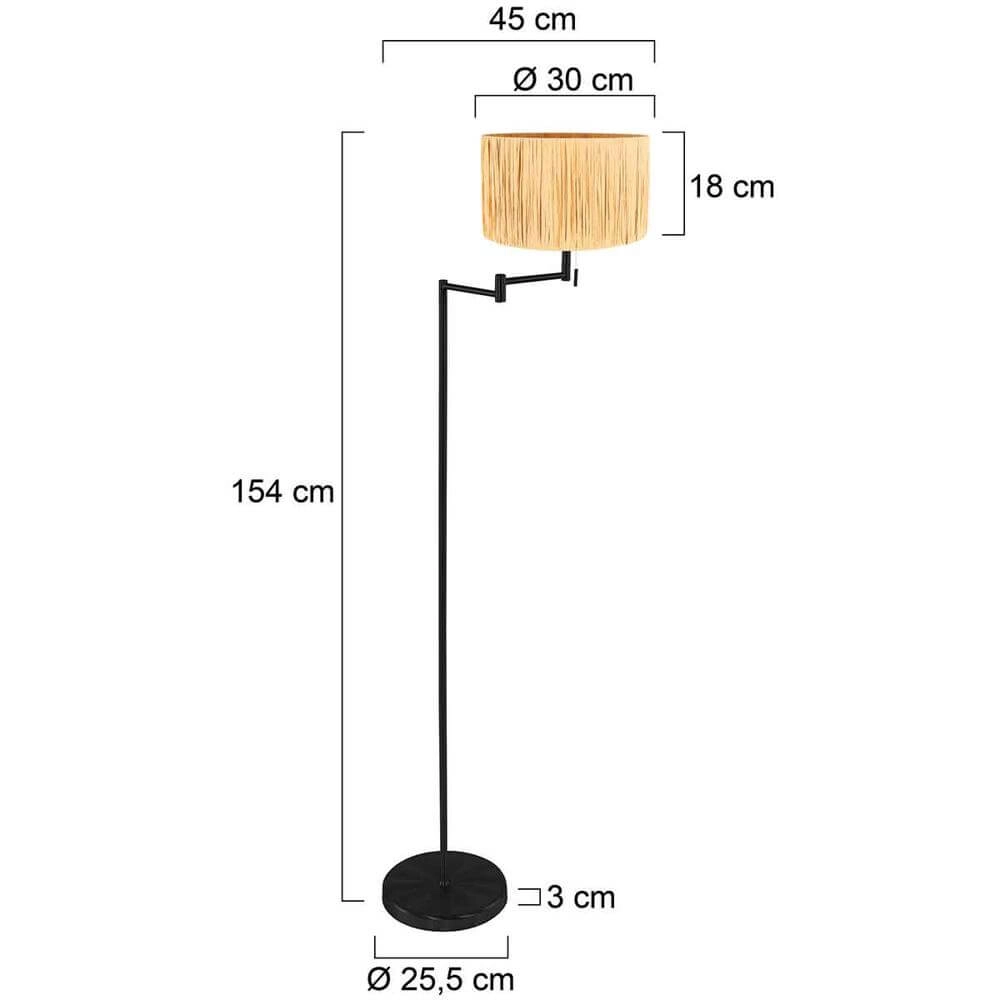 Vloerlamp Bella zwart met strokleurige kap Steinhauer 8712746174595