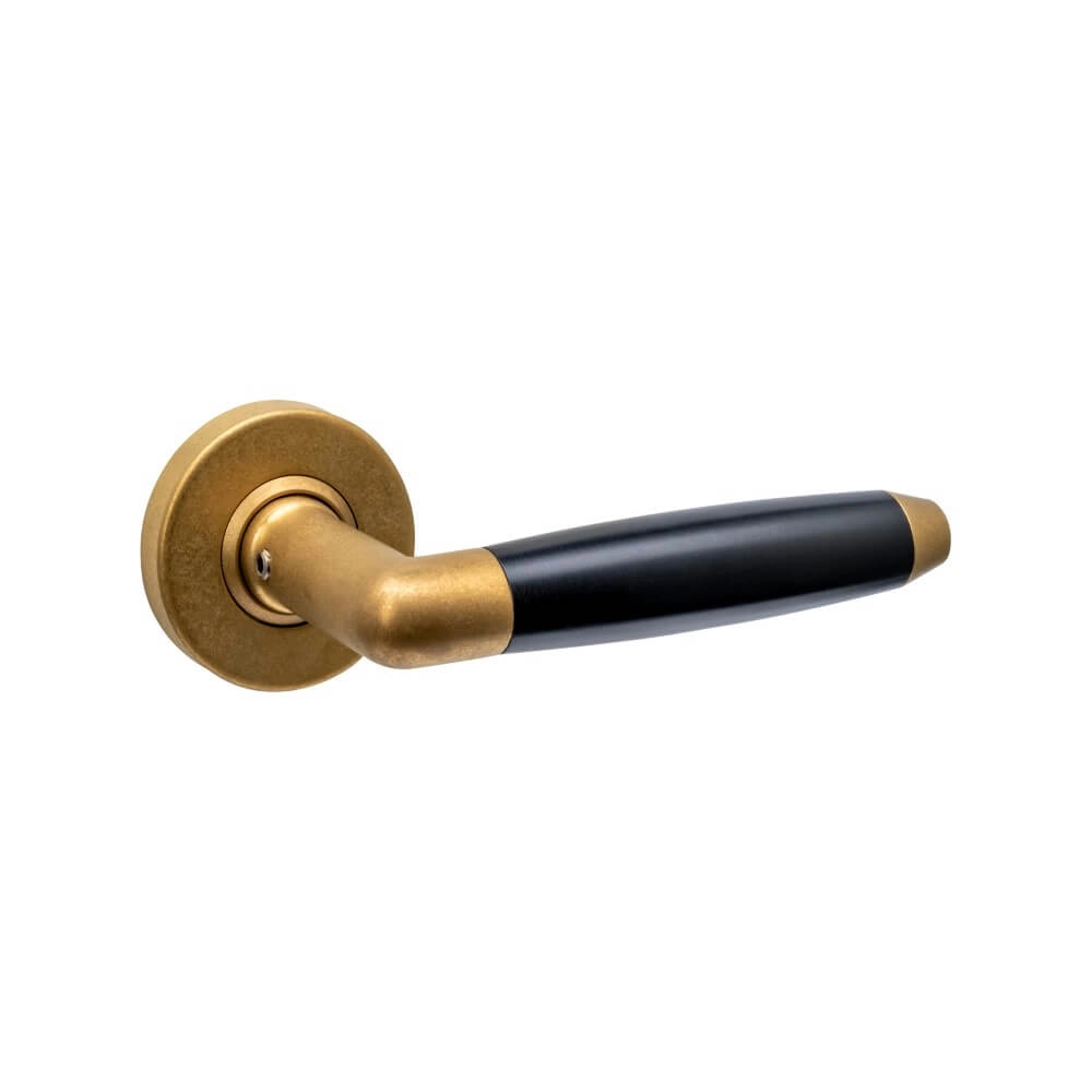 Deurklink Combinatie rond messing getrommeld