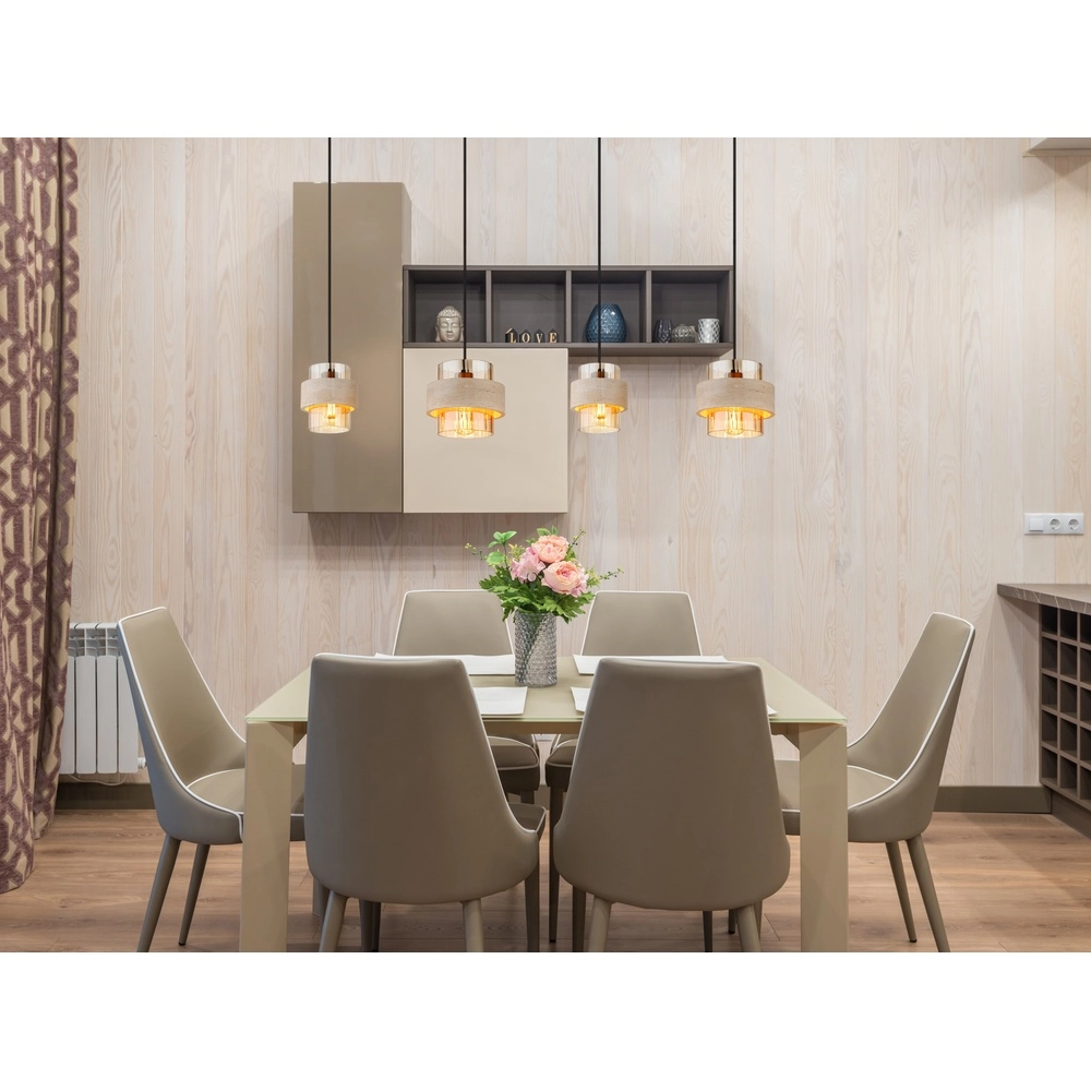4-lichts hanglamp Daren zwart met marmer Globo 9007371592654
