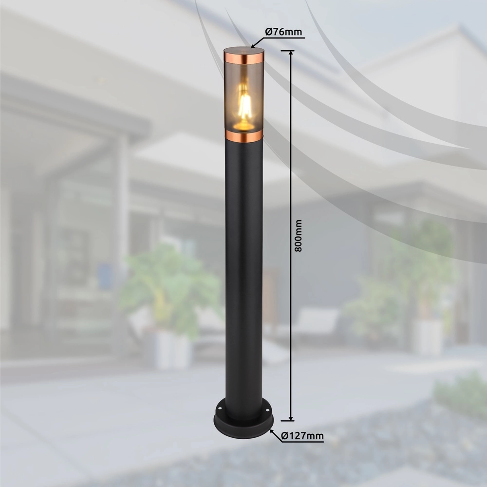 Padverlichting Boston zwart met smoke Globo 9007371439911