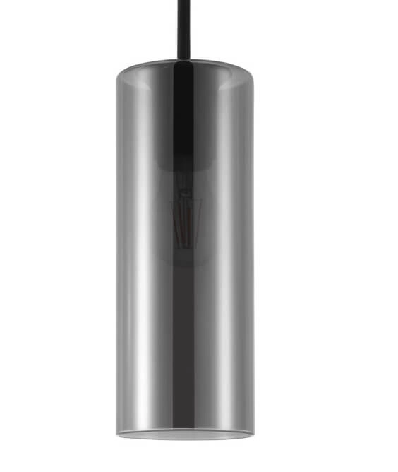 Glazen hanglamp Keyns zwart met smoke glas