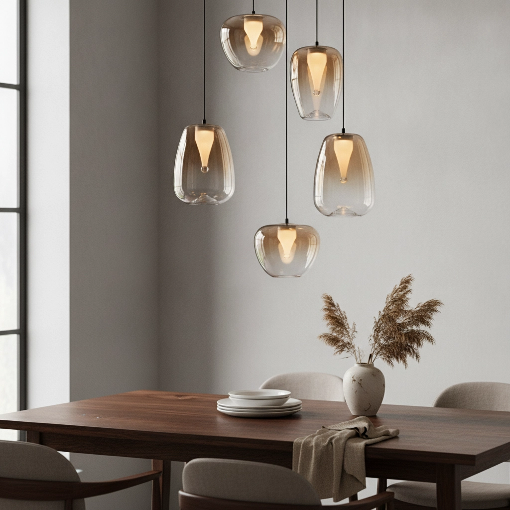 Design hanglamp Oblo 5-lichts amber glas
