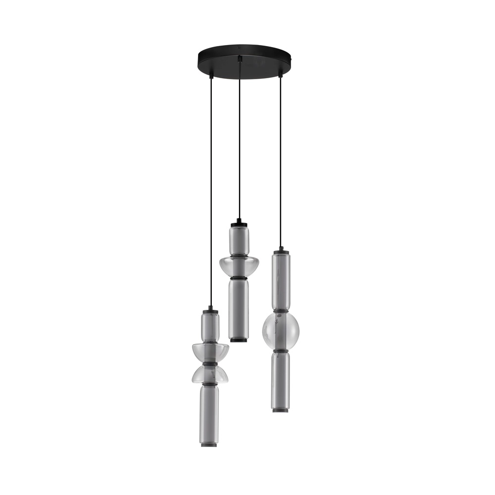 Design hanglamp Ulon 3-lichts smoke glas Lyora 5212017474193
