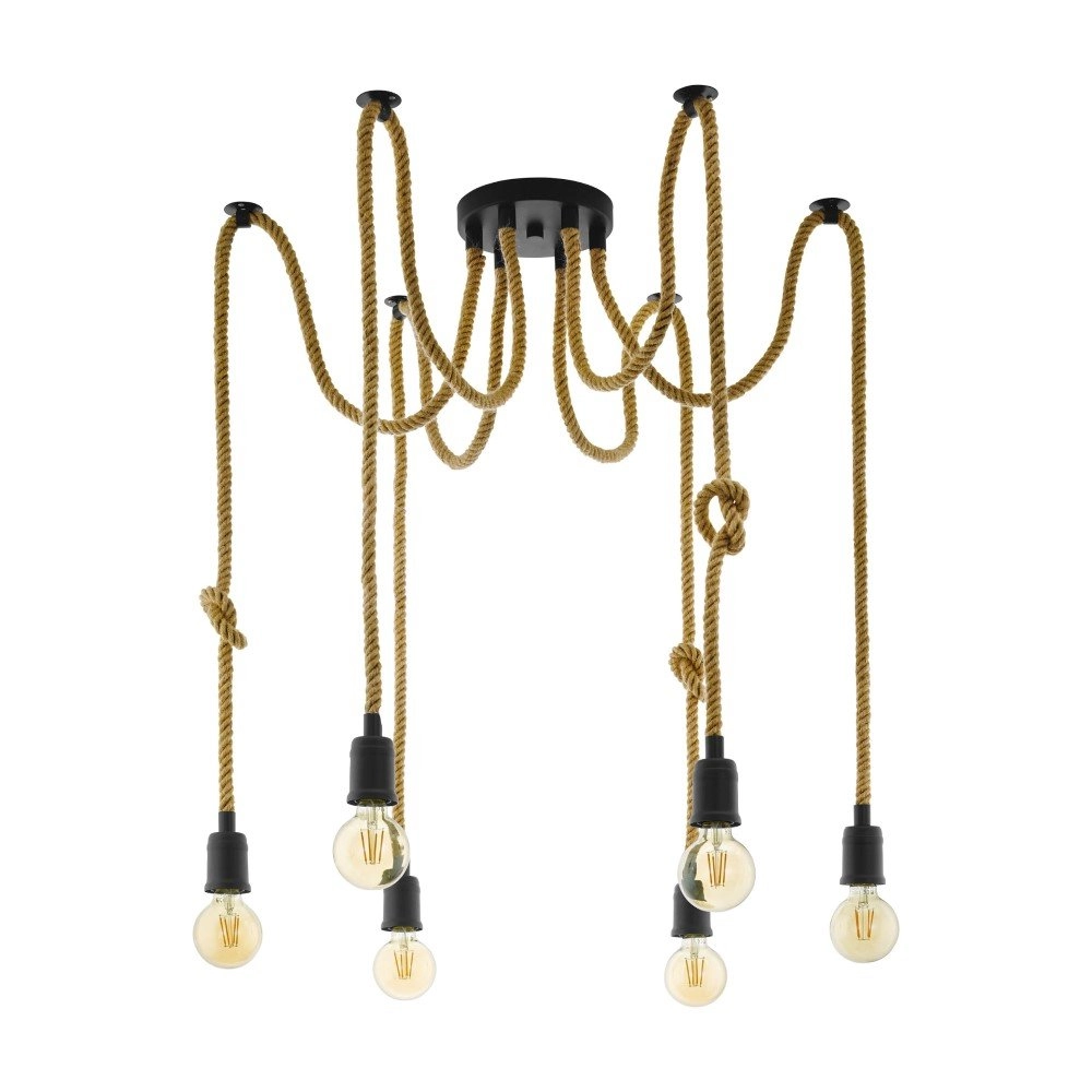 Touwlamp Rampside spider 6-lichts