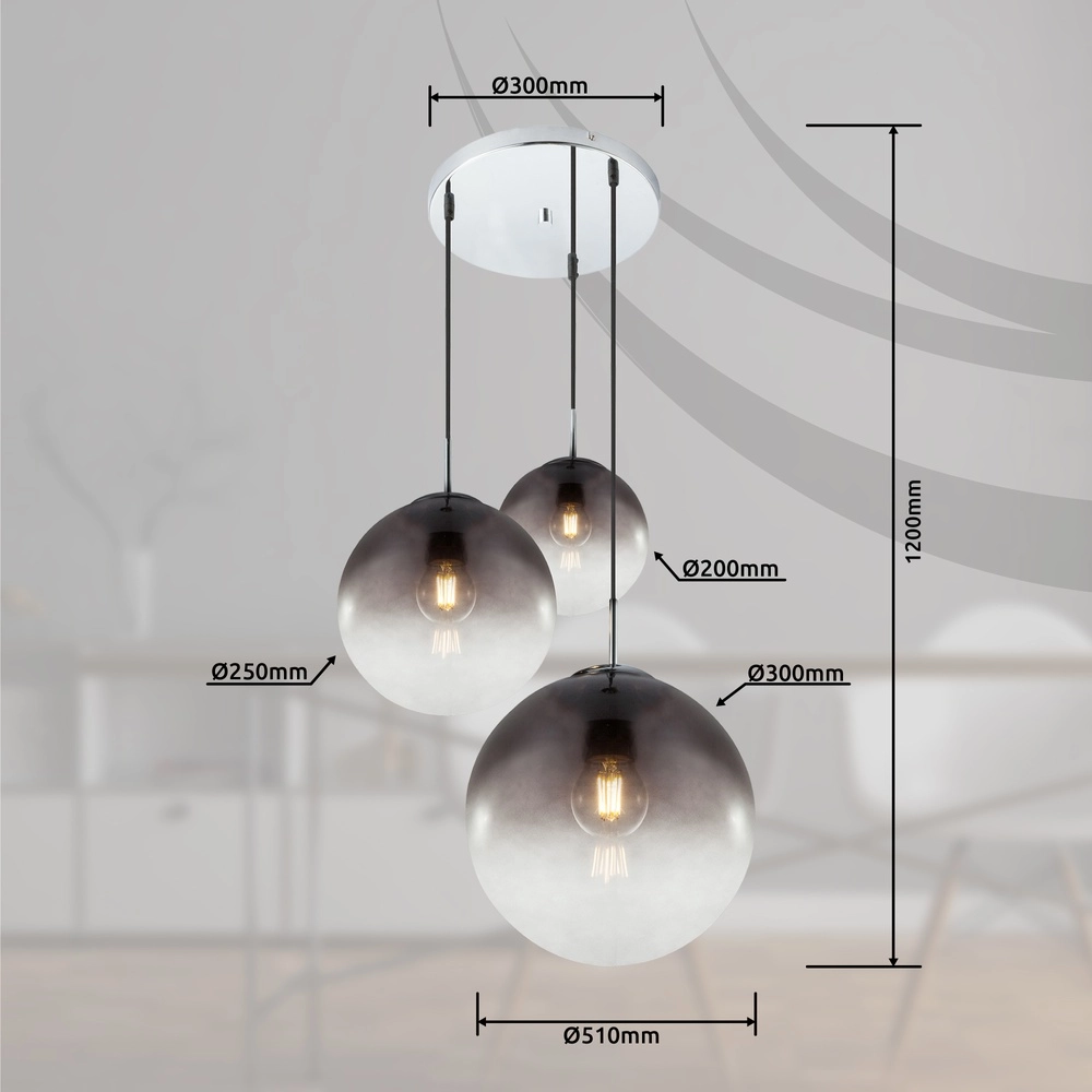 3-lichts hanglamp Varus chroom Globo 9007371377473