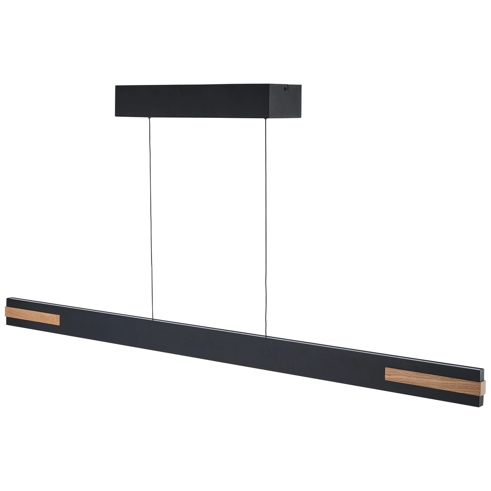 Strakke hanglamp Streamline zwart met hout Brilliant 4004353463631