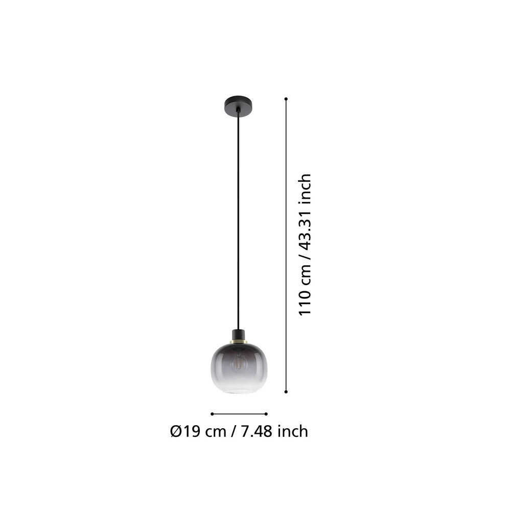 Glazen hanglamp Oilella Ø 19cm - smoke glas Eglo 9002759996161