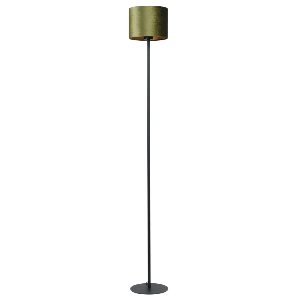 Zwarte vloerlamp Venus 150cm met olijfgroene lampenkap