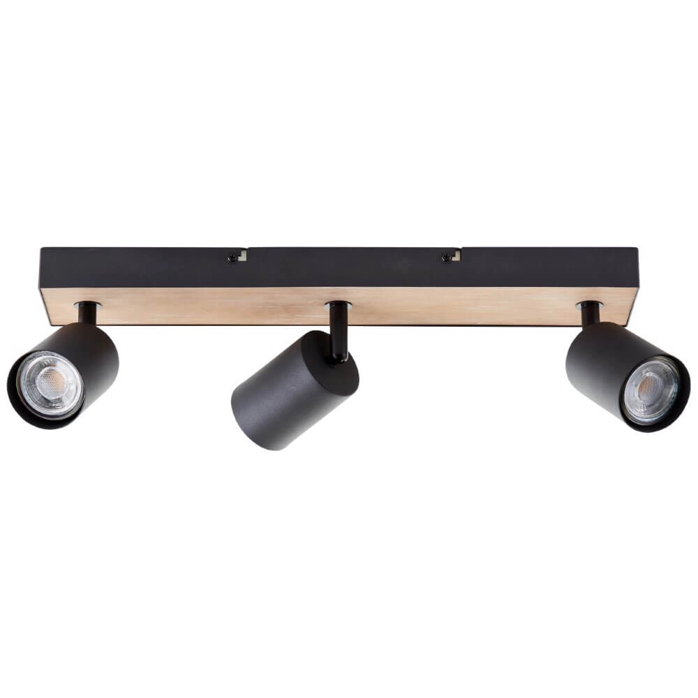 3-lichts lamp Jello Wood zwart met hout Brilliant 4004353428395