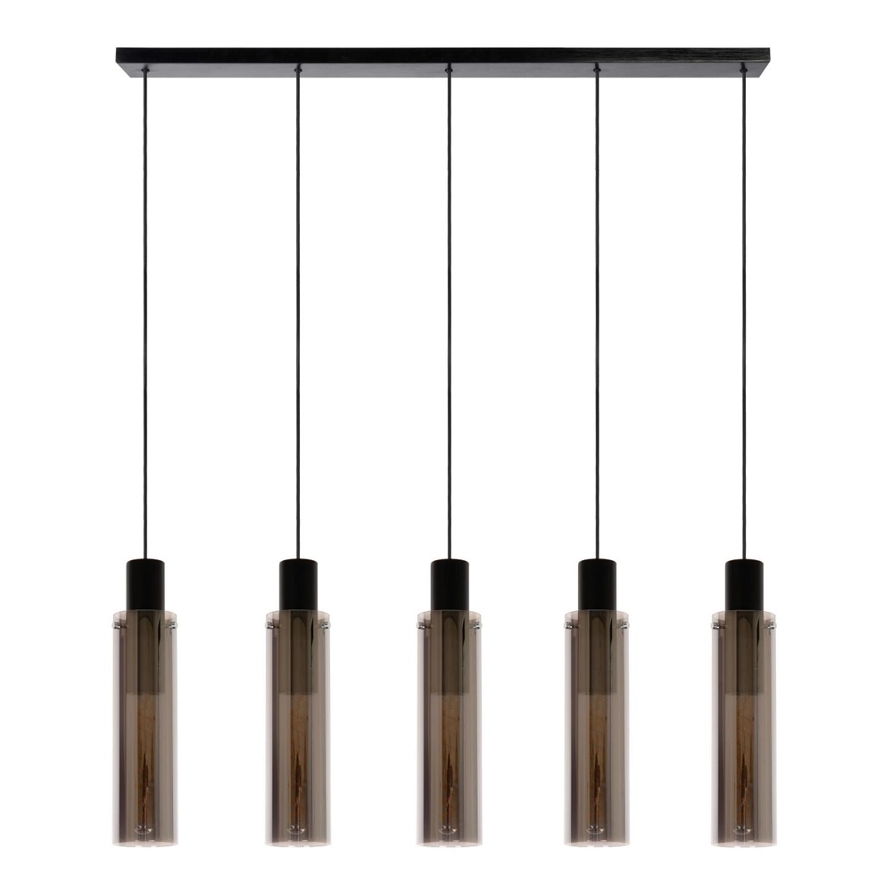 5-lichts hanglamp Orlando smoke glas