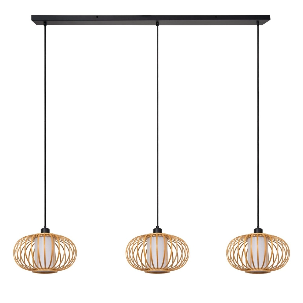 Hanglamp Thuline 3-lichts houtlook
