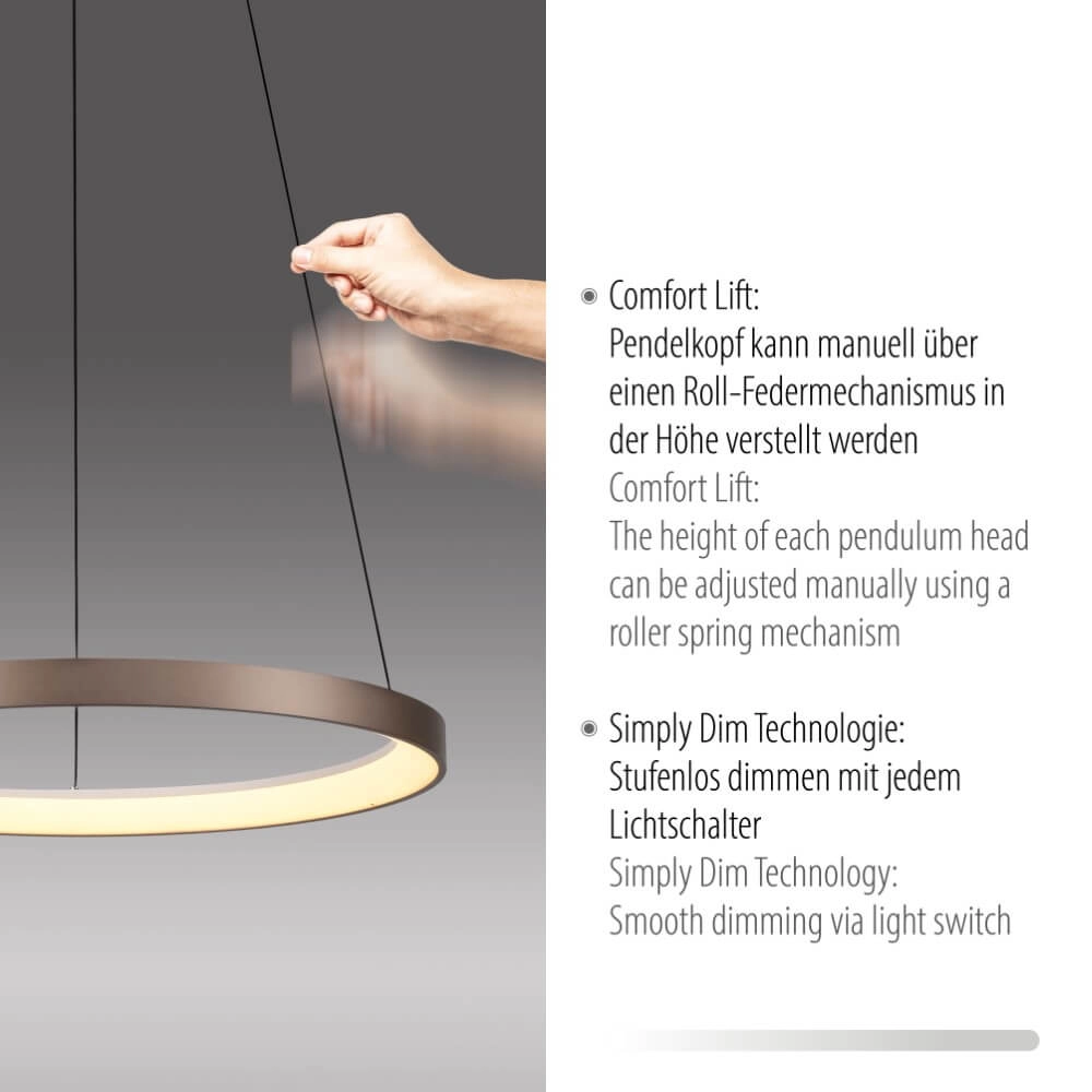 Ronde hanglamp Hoop bruin Paul Neuhaus 4012248384701