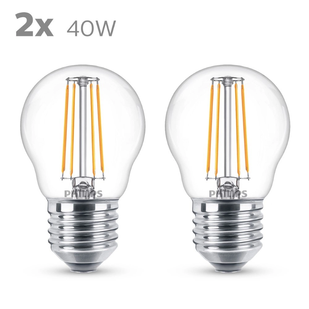 Lichtbron kogel 4,3W - E27 - 2700K - 470 lumen set van 2 Philips 8718699763893