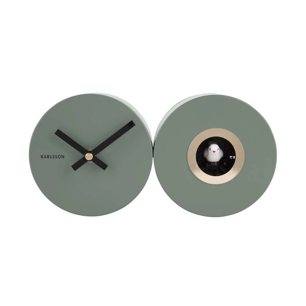 Wandklok Duo Cuckoo groen