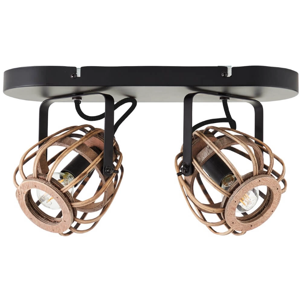 Rotan plafondlamp Nikka 2-lichts zwart Brilliant 4004353402203