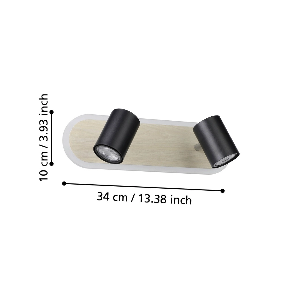 Led plafondspot Rimbocchi 2L - zwart - houtlook Eglo 9008606316526
