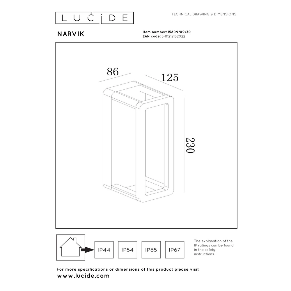 Unieke wandlamp Narvik zwart Lucide 5411212152022