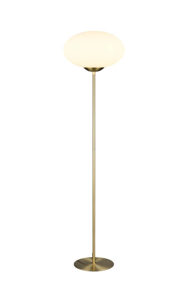 Vloerlamp Fomento Ø 40cm - messing met wit glas Trio 4017807616156