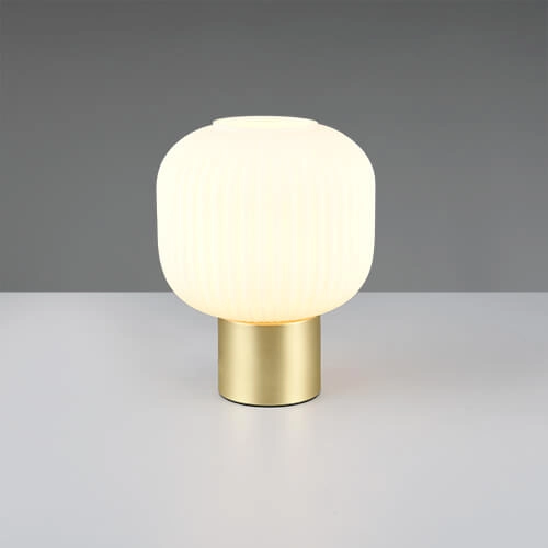 Trendy tafellamp Diva goud met wit glas Trio 4017807614534